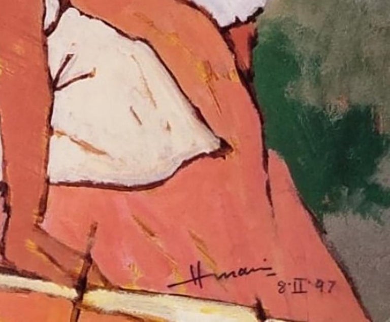 M.F. Husain - Mother and Child, Reader, Serigraph on paper, Brown ...