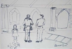 Retro Sets, Ink on Paper, Black & White by Indian Artist MF Husain “In Stock”