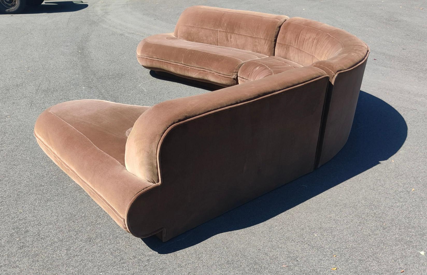 American M. Fillmore Harty, Preview Super Sculptural Signed 3 Part Sectional Sofa 1990s For Sale