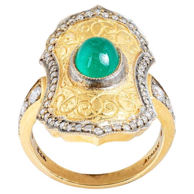 M. Fitaihi Designed "Othmalli Diamond Emerald Gold Ring"