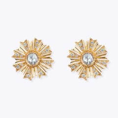 Designed "Sun Beams" Gold & Diamond Earrings