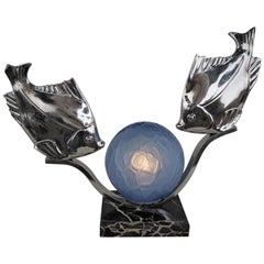 M. Font French 1920s Art Deco Fish Lamp