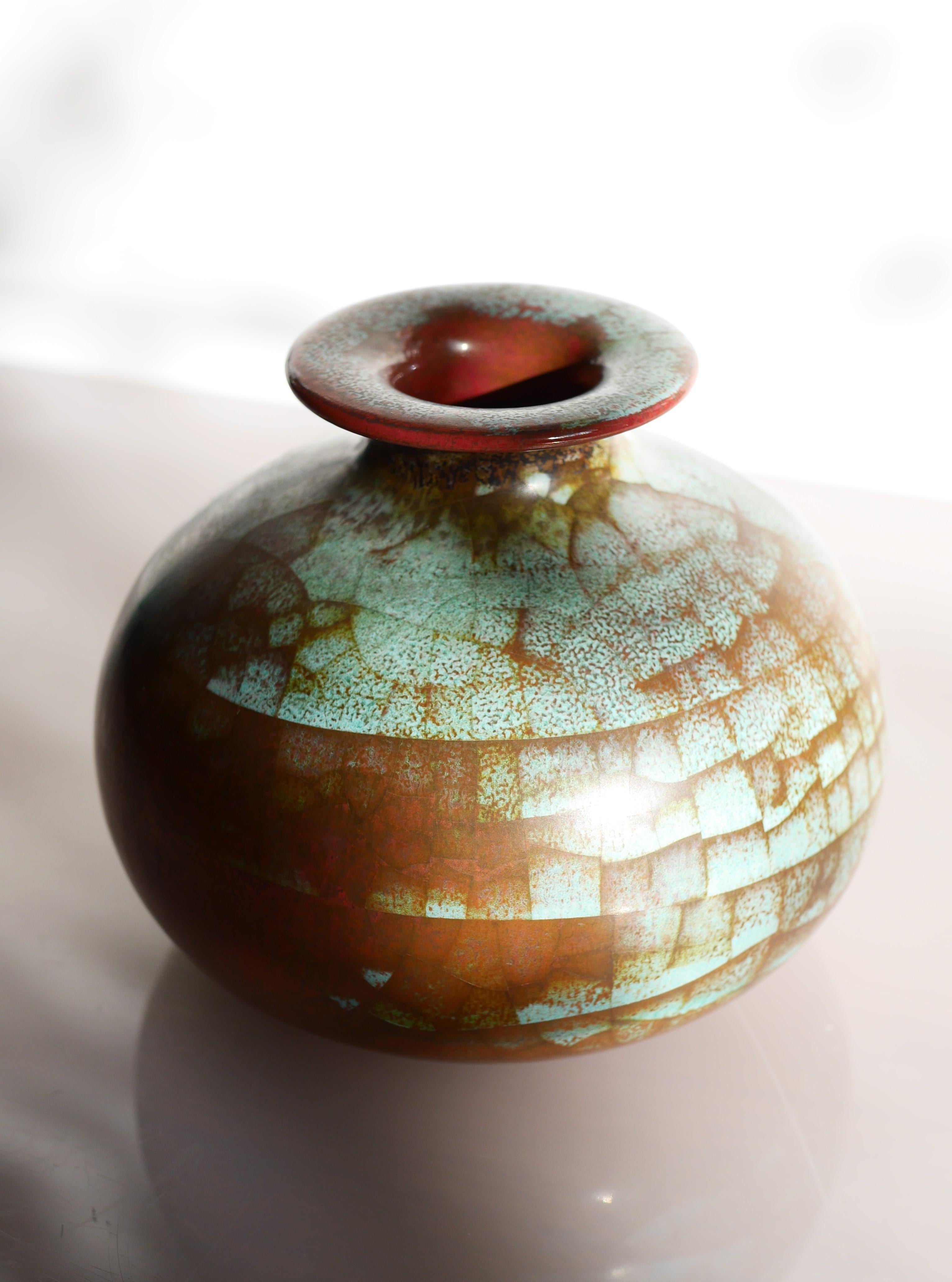 Danish Mid-century modern pottery vase with Persia glaze from Michael Andersen, Denmark