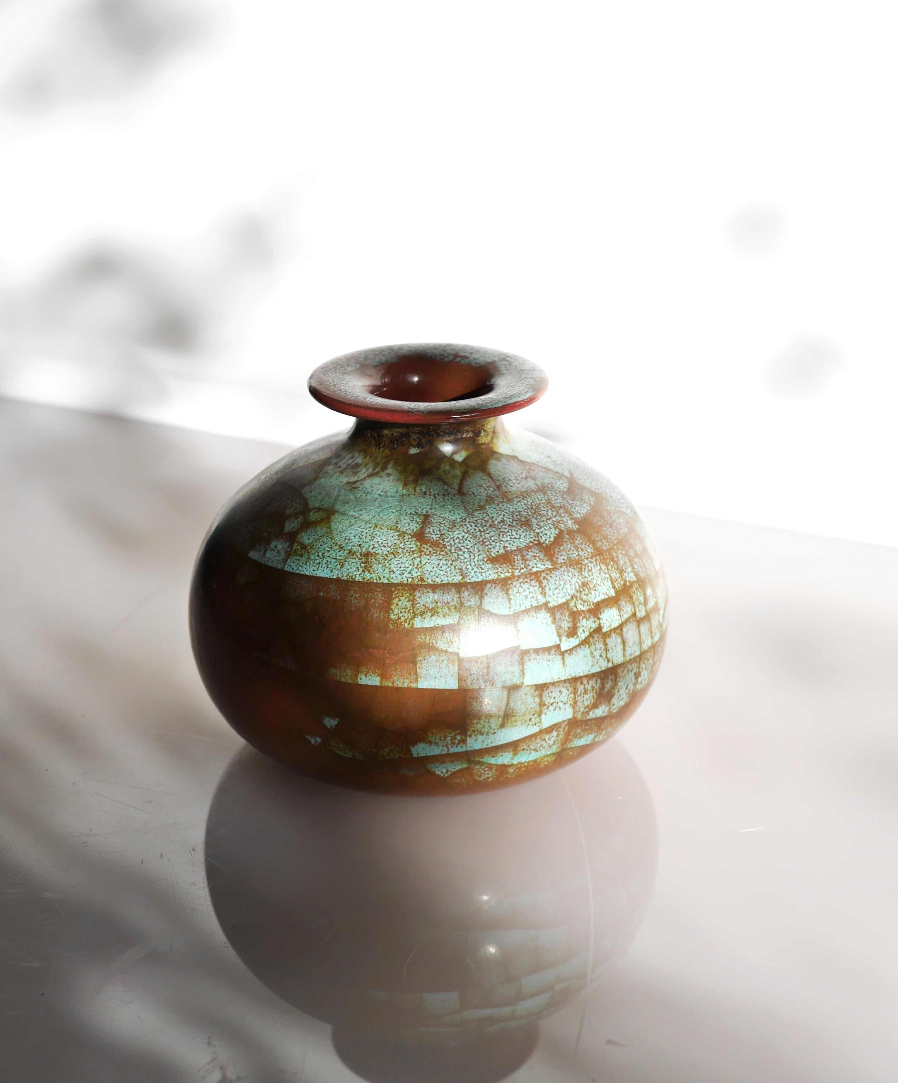Mid-20th Century Mid-century modern pottery vase with Persia glaze from Michael Andersen, Denmark