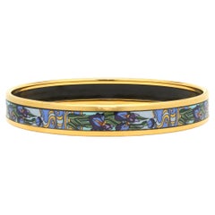 M. Frey Willie Gold Tone Steel Enamel Iris Bangle Bracelet