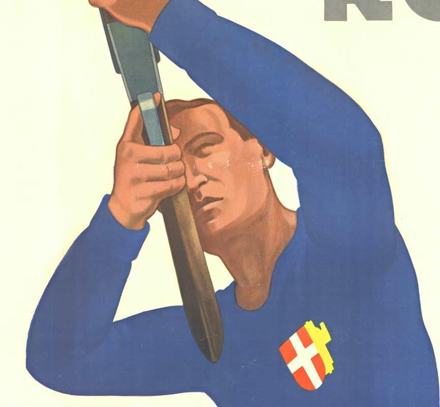 Originales Vintage-Sportplakat „Campionato del Mondo, Tiro al Piccione“ (Weiß), Portrait Print, von M. Fucci