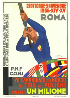 Original "Campionato del Mondo, Tiro al Piccione" vintage sports poster