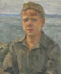 M. G - Russian School Mid 20th Century Oil, Young Russian Cadet