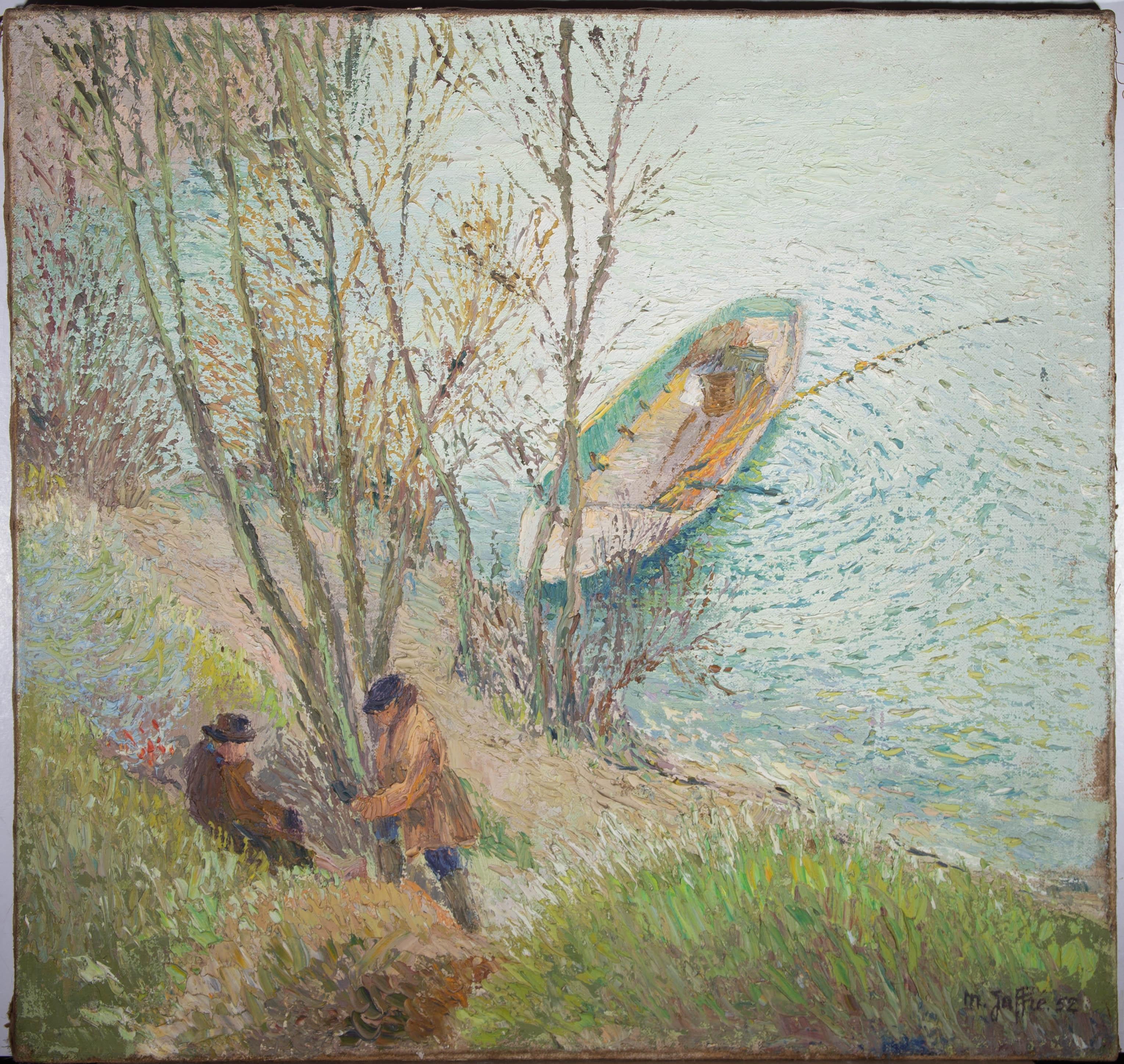 M. Gaffie - Impressionist 1952 Oil, Fishermen at Rest 1