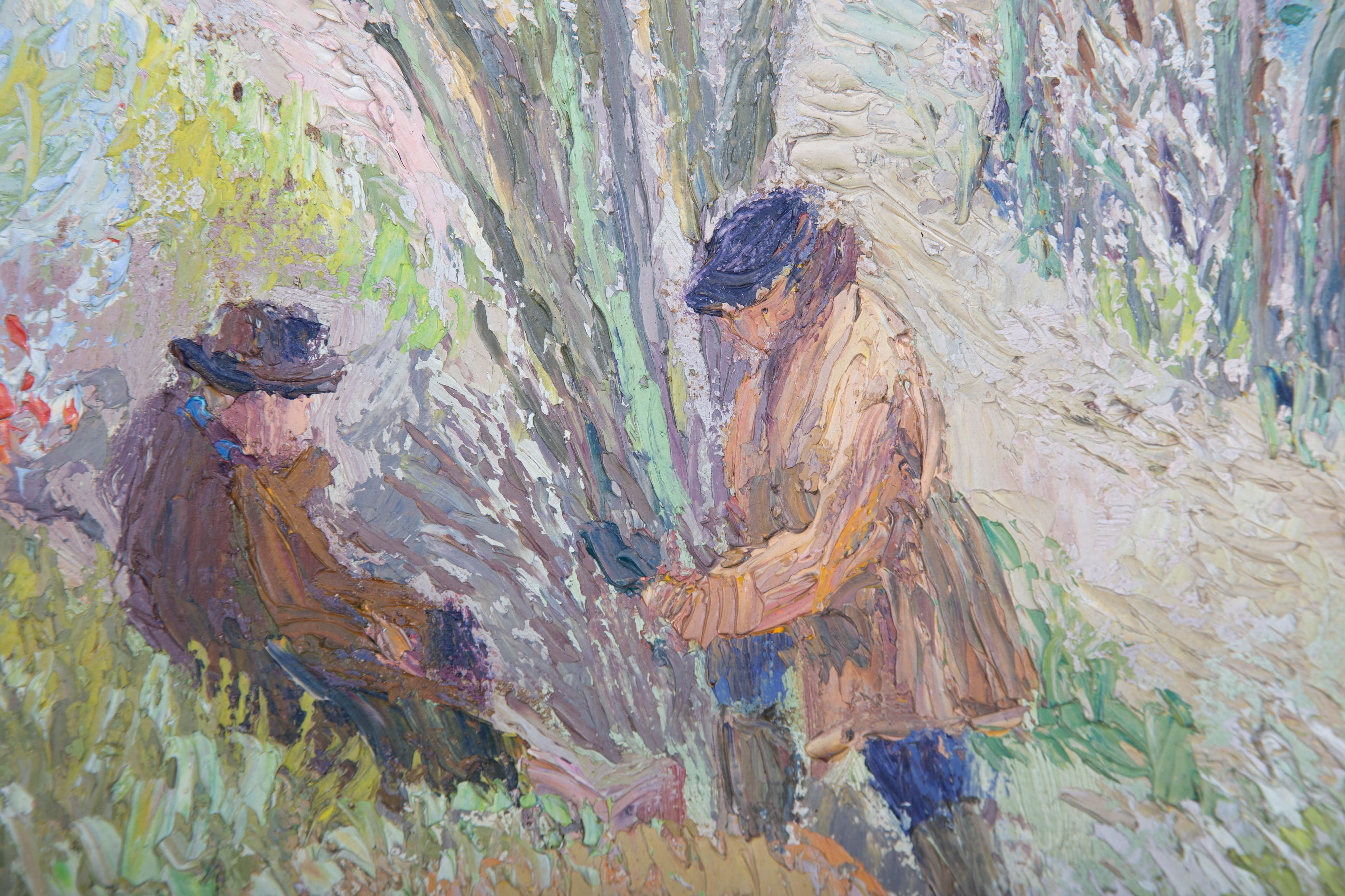 M. Gaffie - Impressionist 1952 Oil, Fishermen at Rest 4