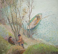 Vintage M. Gaffie - Impressionist 1952 Oil, Fishermen at Rest