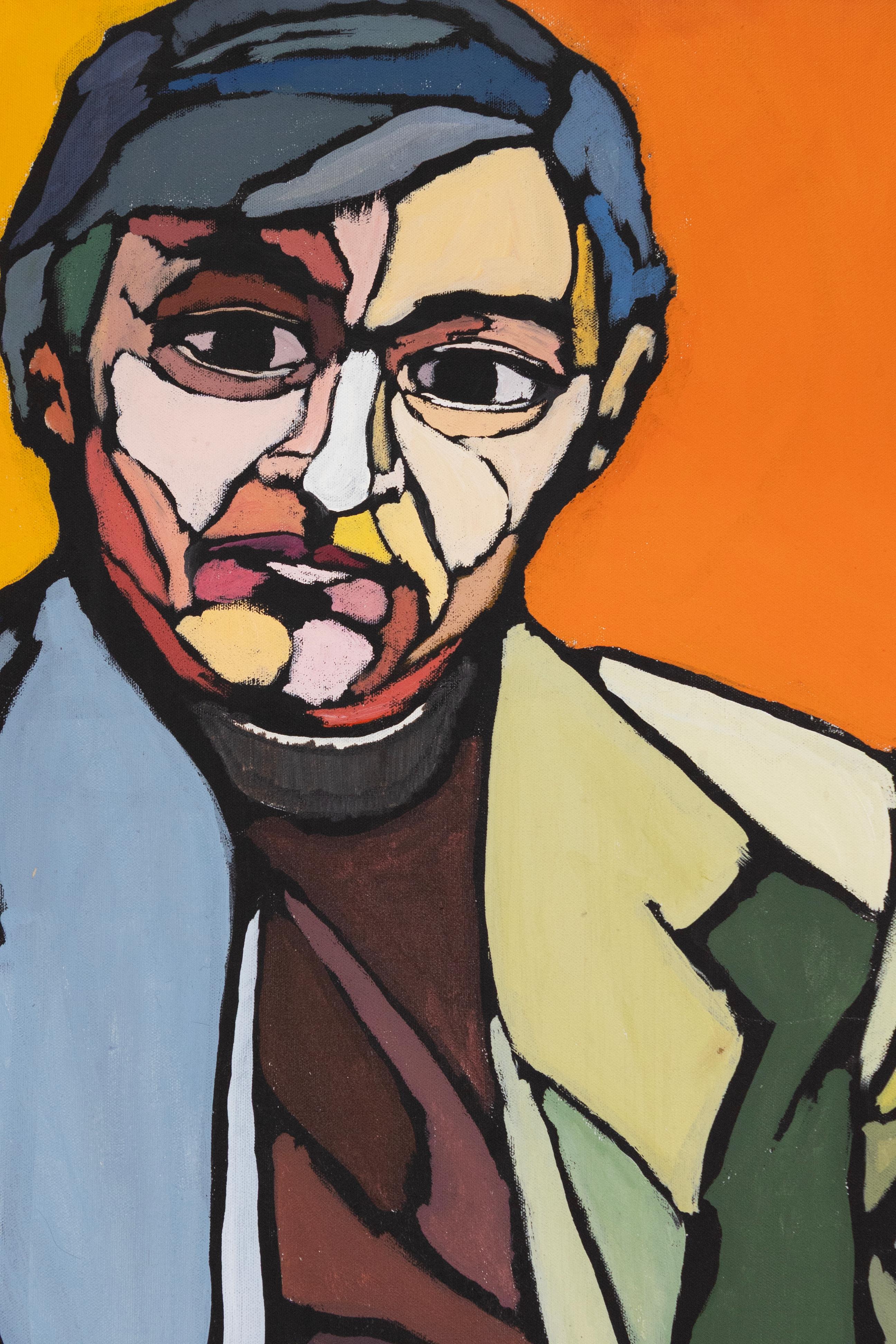 M. Gallagher Postmodernes Portrait Signiert 1971 Acrylgemälde auf Leinwand (amerikanisch) im Angebot
