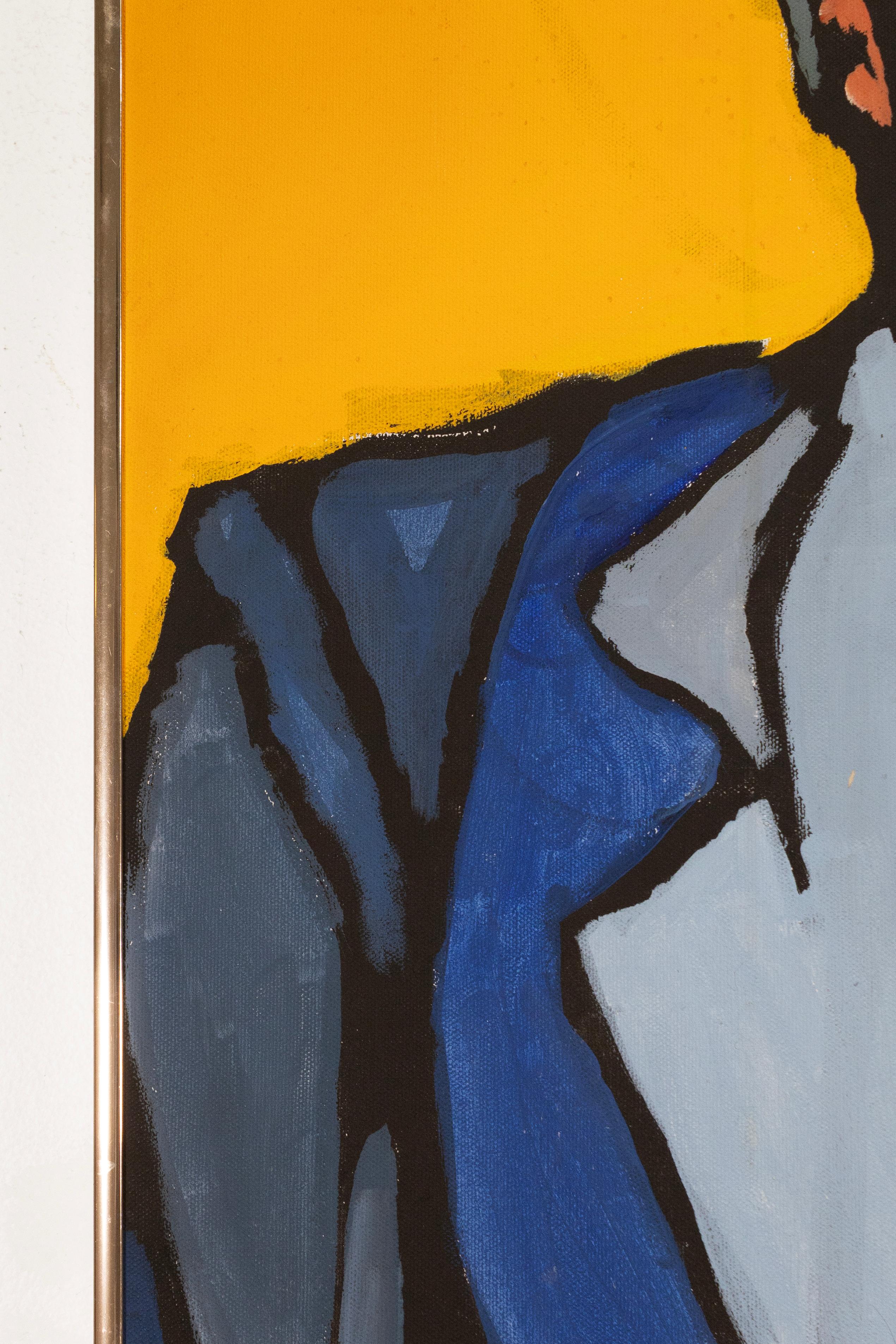 M. Gallagher Postmodernes Portrait Signiert 1971 Acrylgemälde auf Leinwand im Angebot 1