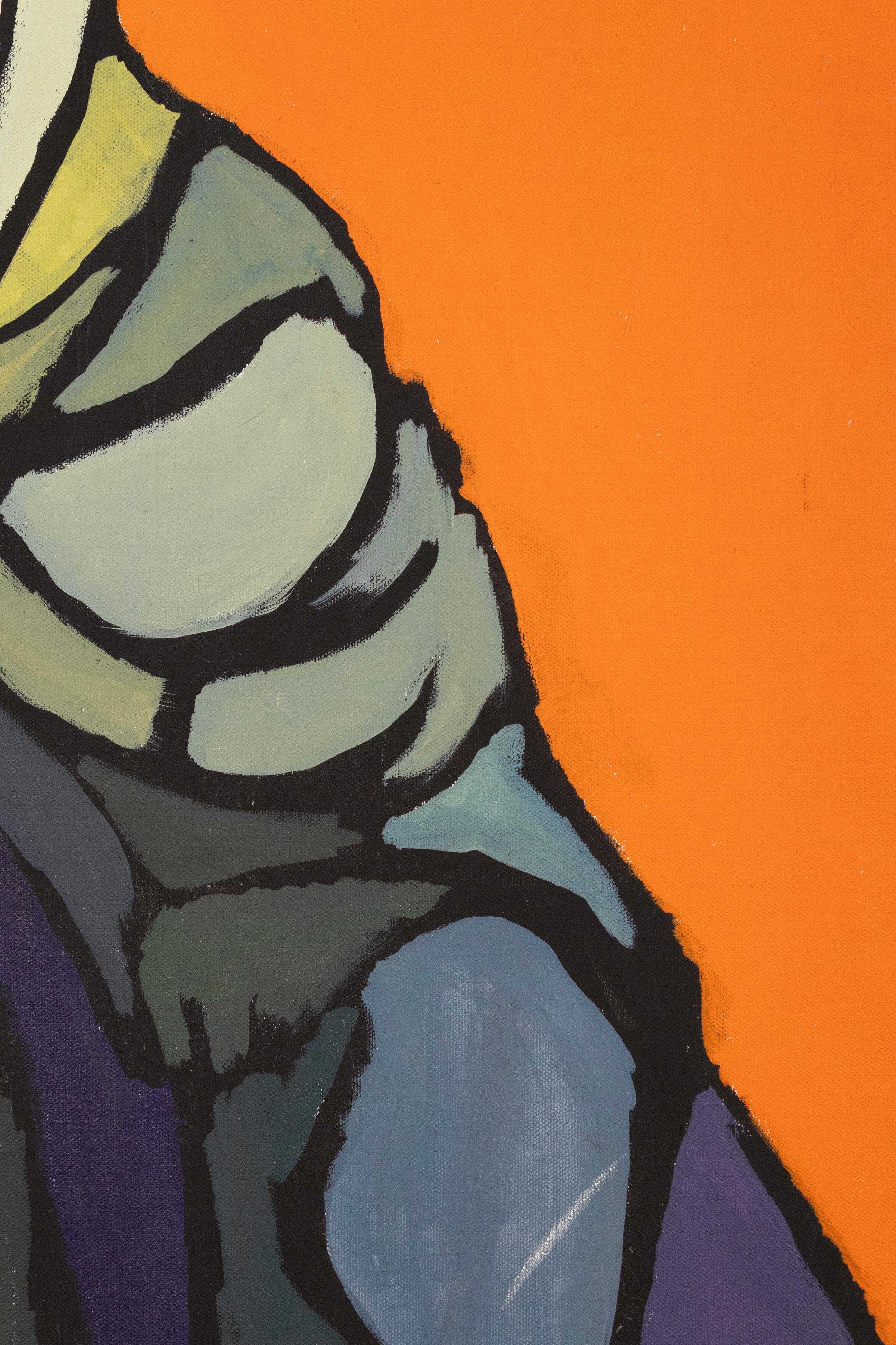 M. Gallagher Postmodernes Portrait Signiert 1971 Acrylgemälde auf Leinwand im Angebot 2
