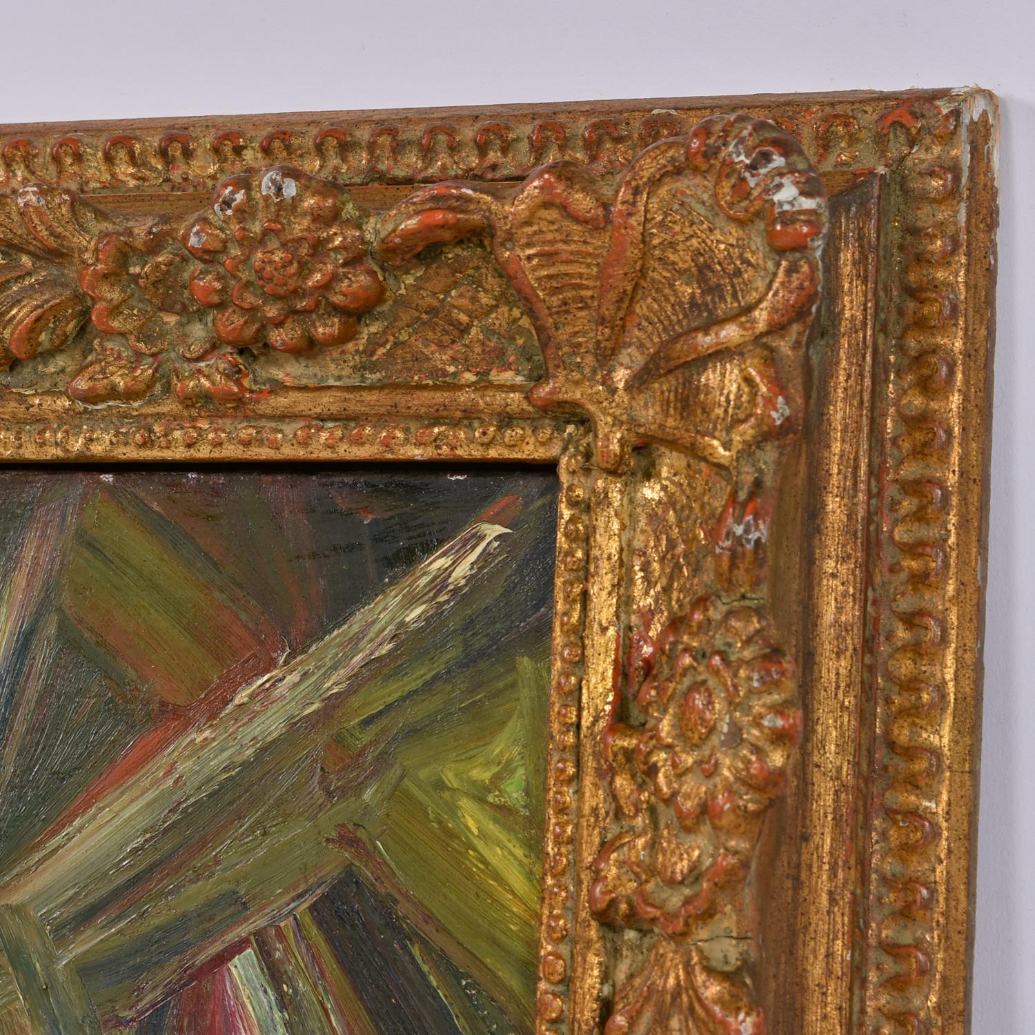 A. Gargiulo 1959 Pittura ad olio astratta e geometrica con cornice dorata d'epoca In condizioni buone in vendita a Chattanooga, TN