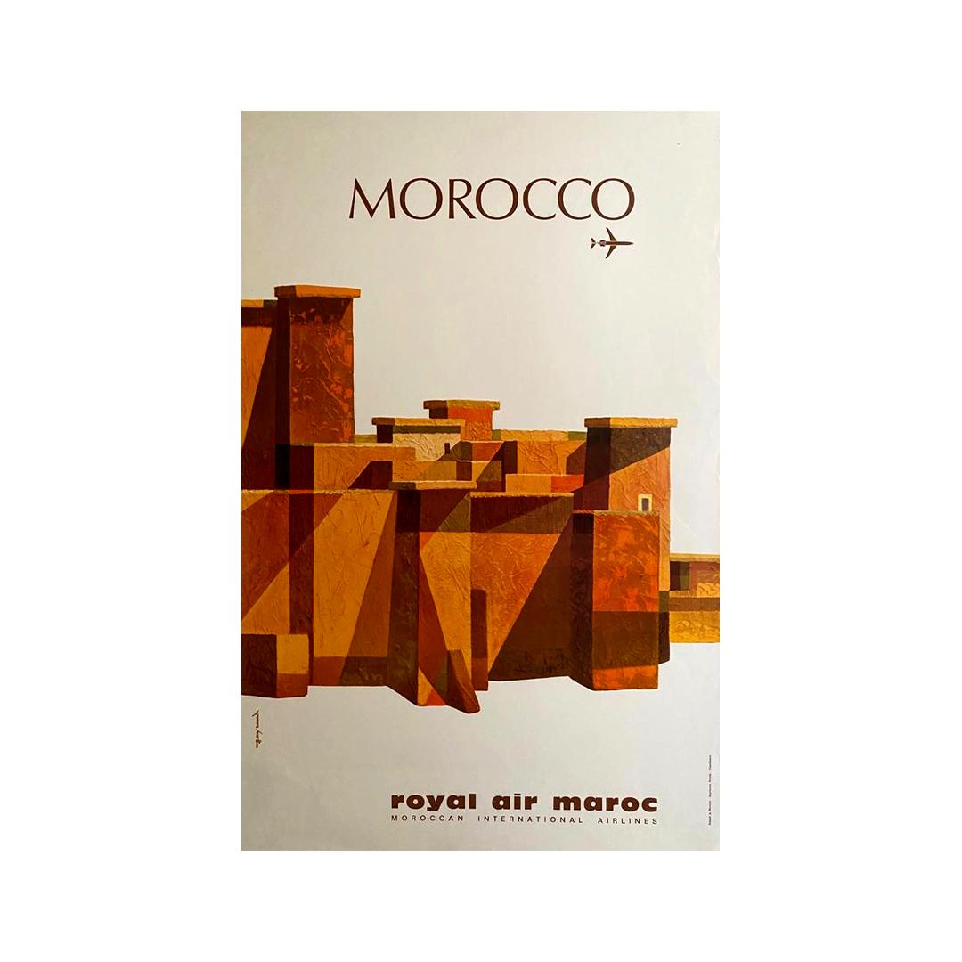 Affiche de voyage originale de Gayraud - Maroc - Royal air Maroc - Aviation en vente 1