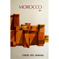 Affiche de voyage originale de Gayraud - Maroc - Royal air Maroc - Aviation