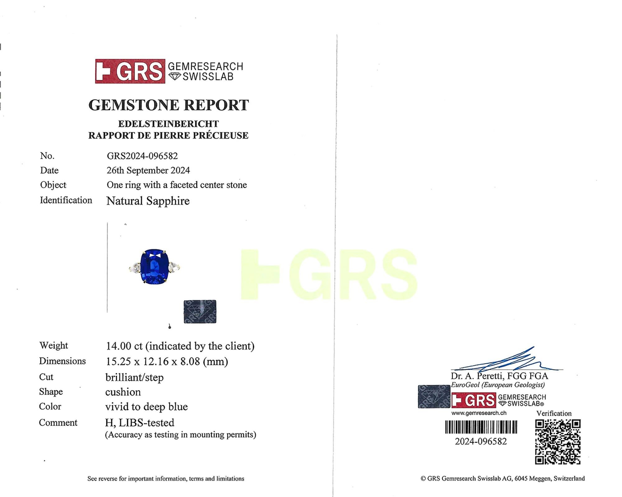 Cushion Cut M. Gerard 14-Carat Sapphire Diamond Cocktail Ring For Sale