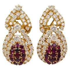 M .Gerard Diamond Ruby Drop Earrings