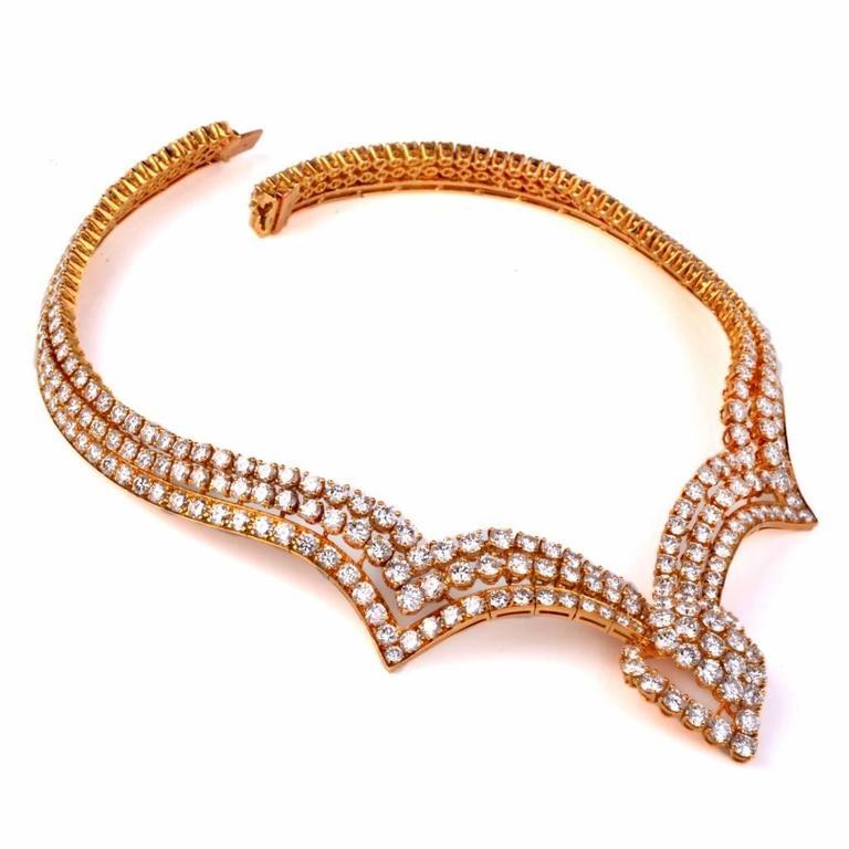 Round Cut M. Gerard Vintage Colletable Exceptional Diamond Gold Necklace