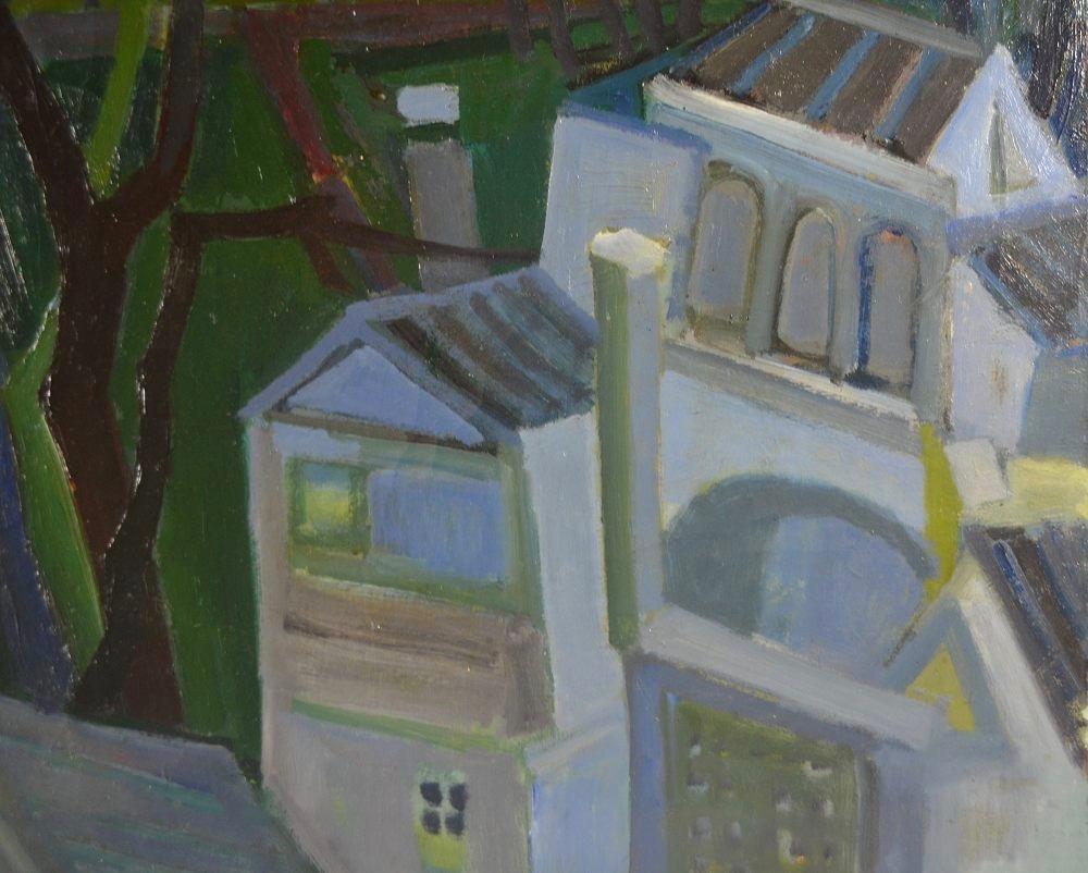 20th Century M. Gouirand, house in landscape, oil on canvas, 1955