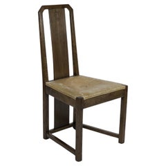 Silla auxiliar Arts & Crafts M H Baillie Scott de roble con líneas e incrustaciones de nácar