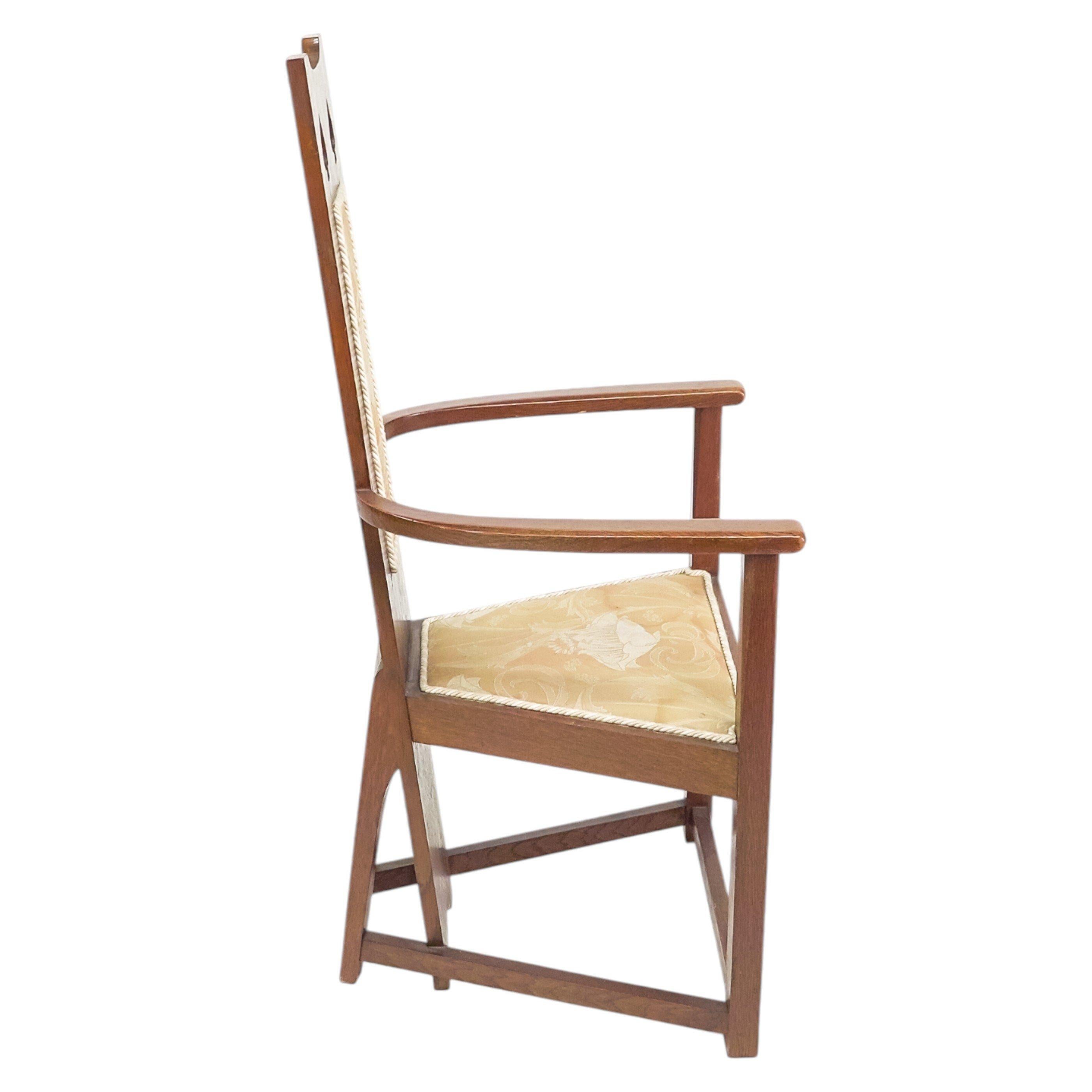 M. H. Baillie Scott, attri. Drei Arts-and-Crafts-Sessel mit hoher Rückenlehne aus Eiche im Angebot 3