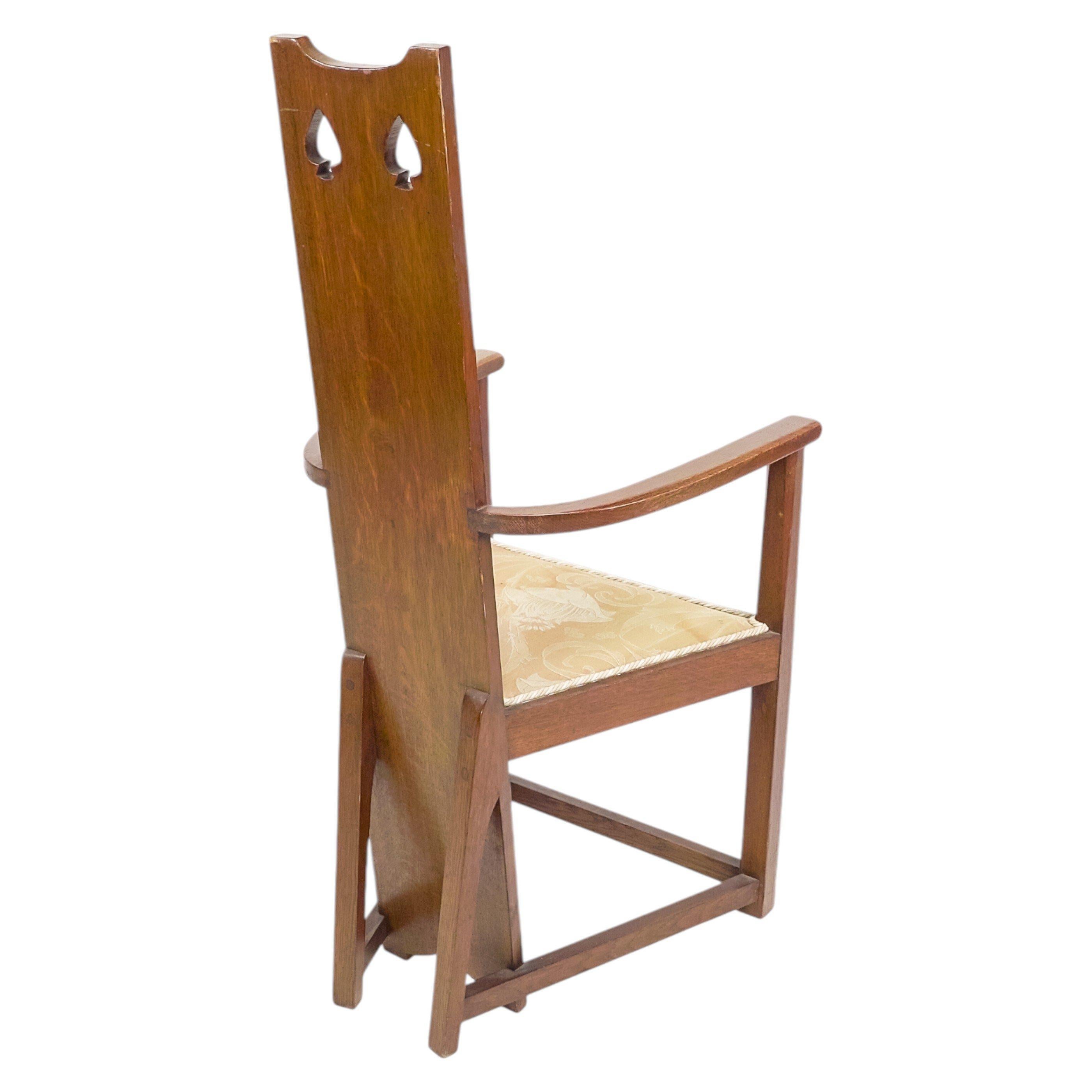 M. H. Baillie Scott, attri. Drei Arts-and-Crafts-Sessel mit hoher Rückenlehne aus Eiche im Angebot 7