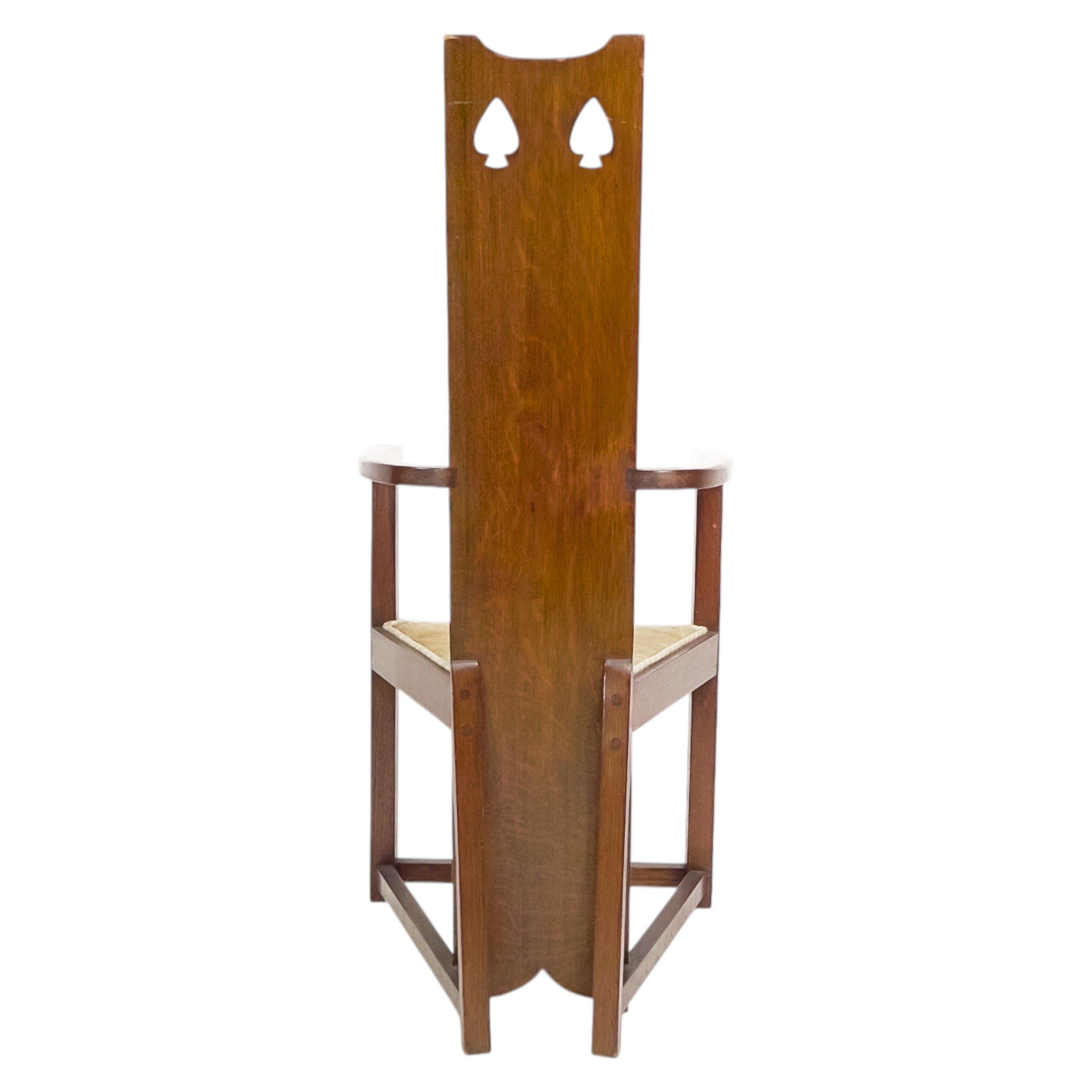 M. H. Baillie Scott, attri. Drei Arts-and-Crafts-Sessel mit hoher Rückenlehne aus Eiche im Angebot 8