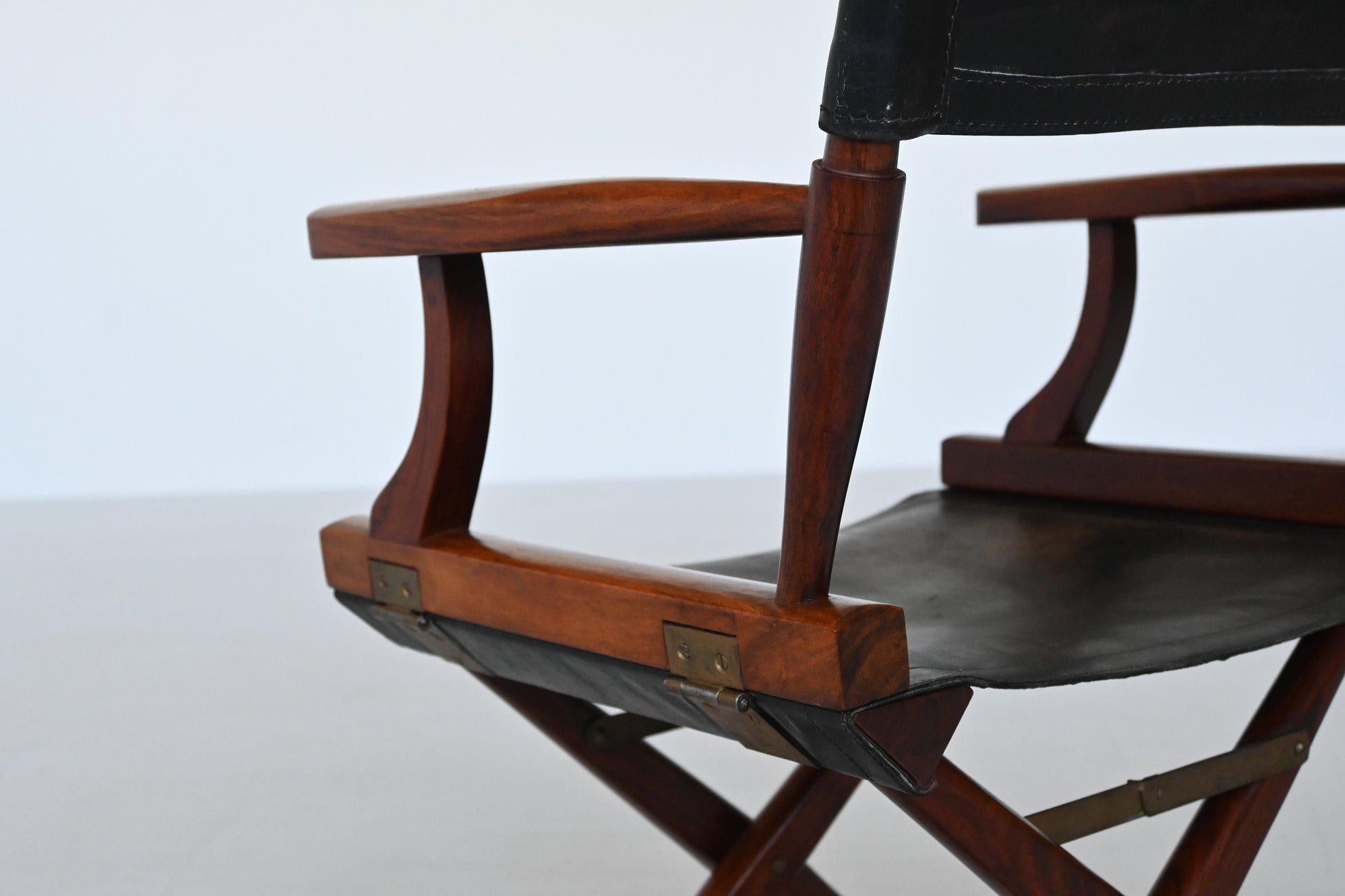 M. Hayat and Bros Director folding chair in walnut and leather Pakistan 1960 6