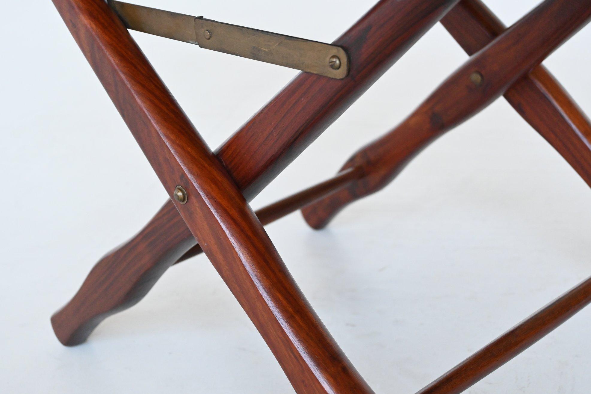 M. Hayat and Bros Director folding chair in walnut and leather Pakistan 1960 7