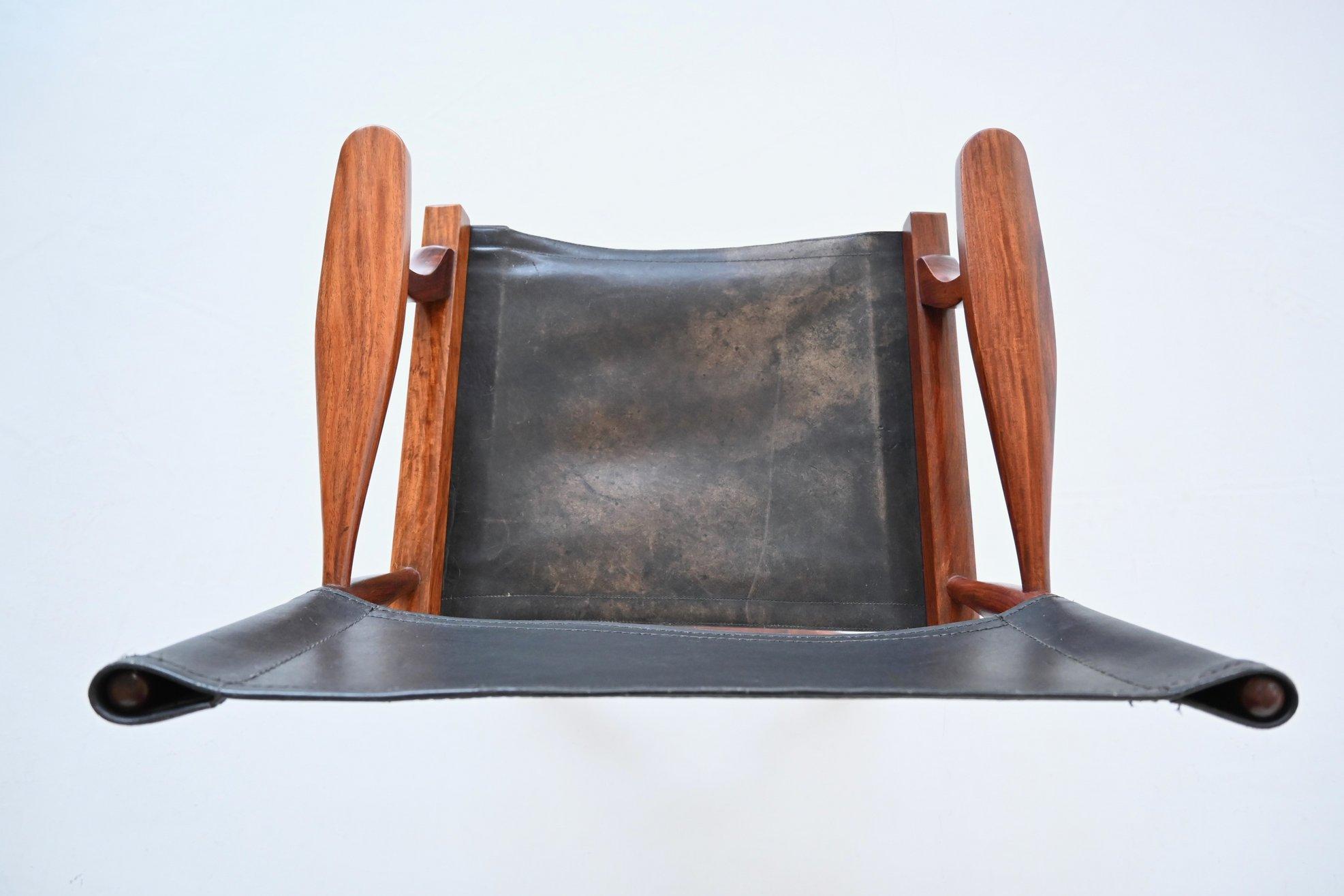 M. Hayat and Bros Director folding chair in walnut and leather Pakistan 1960 10