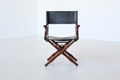 M. Hayat and Bros Director folding chair in walnut and leather Pakistan 1960