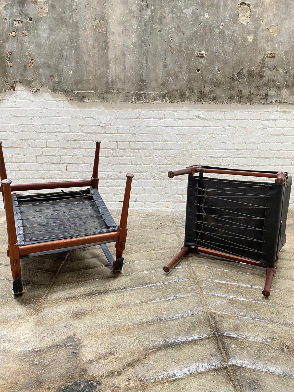 Brass M. Hayat & Brothers Pakistani Leather Safari Chairs