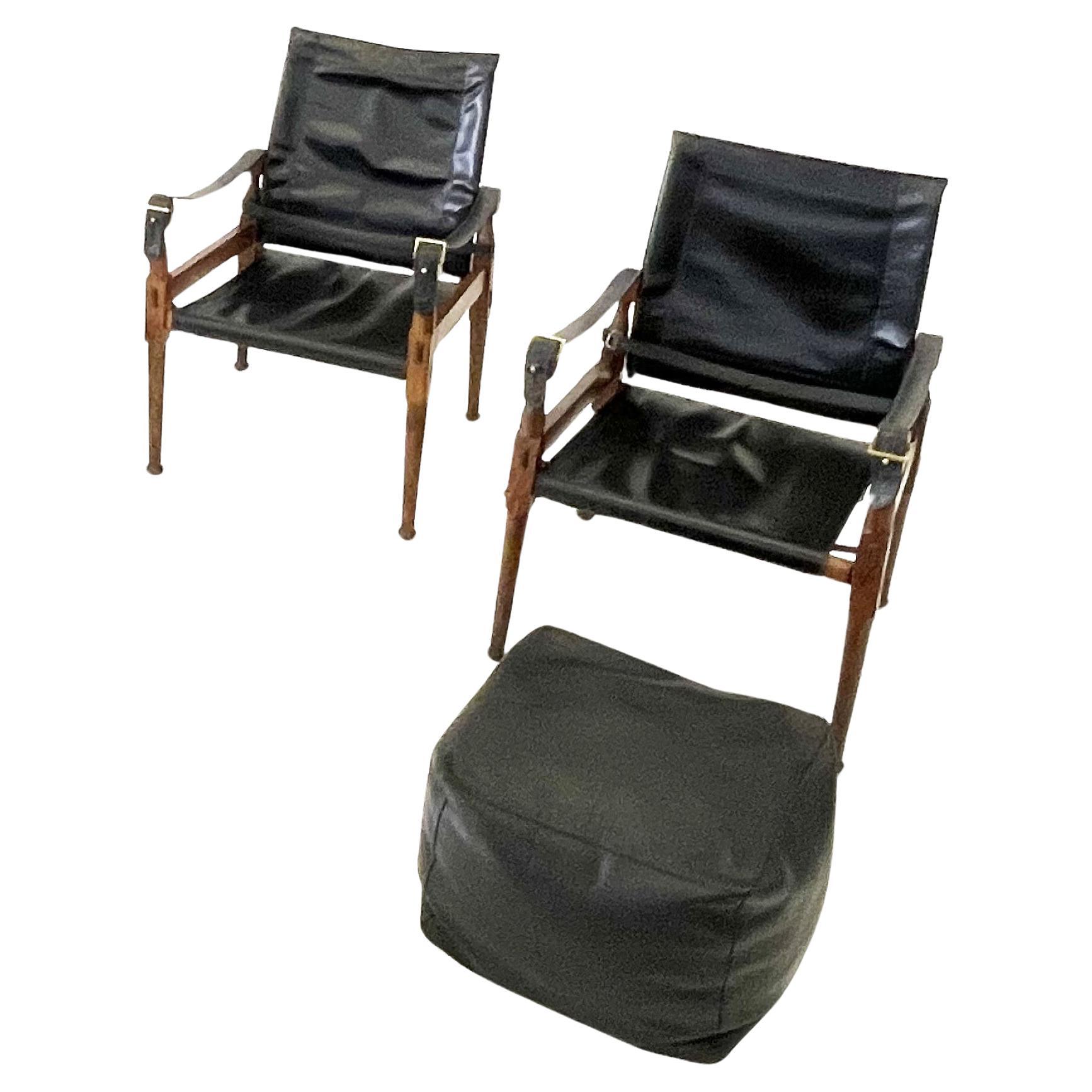 M. Hayat & Brothers Pakistani Safari lounge Chairs set. 1970s For Sale