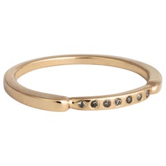 M. Hisae Handmade Flush Set Grey Diamond 14 Karat Gold Enzo Band