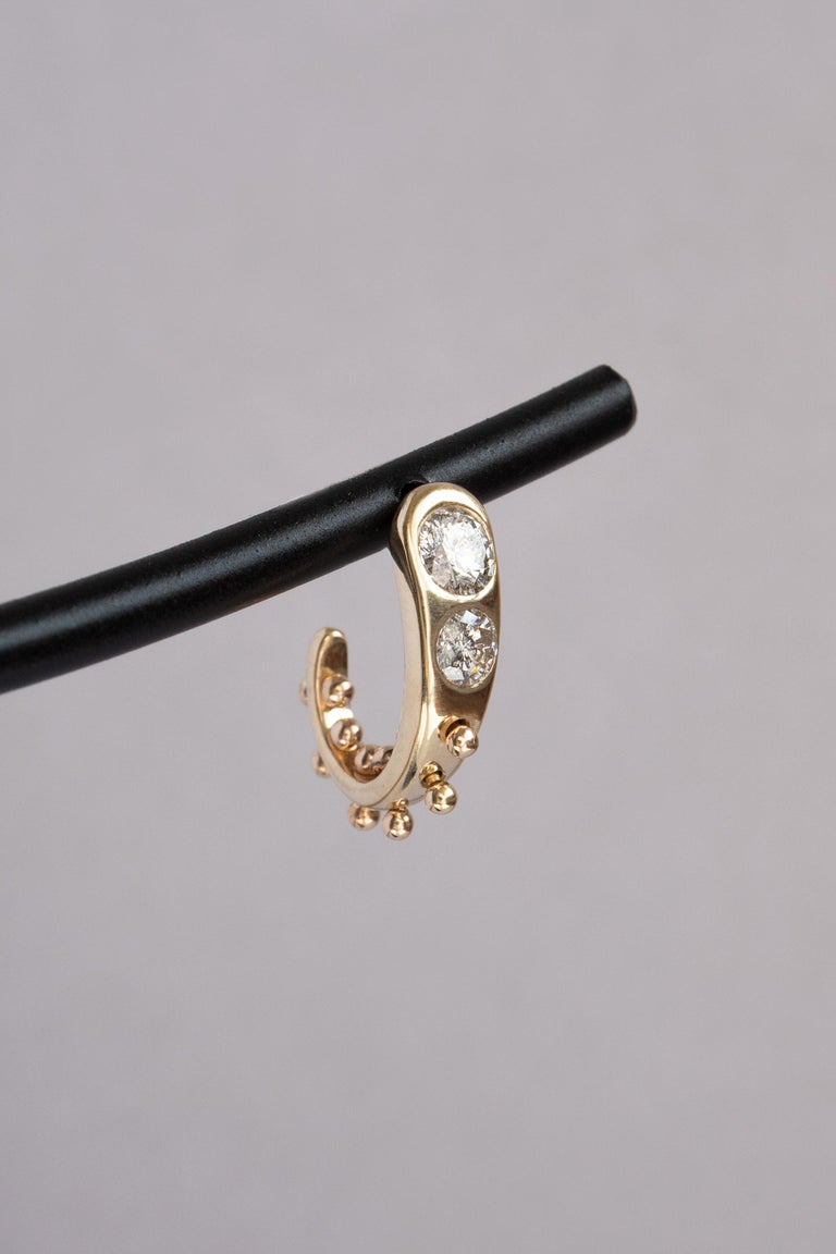 M. Hisae Grey Diamond Ear Hugger Hoop Earrings For Sale at 1stDibs | ear hugger earrings