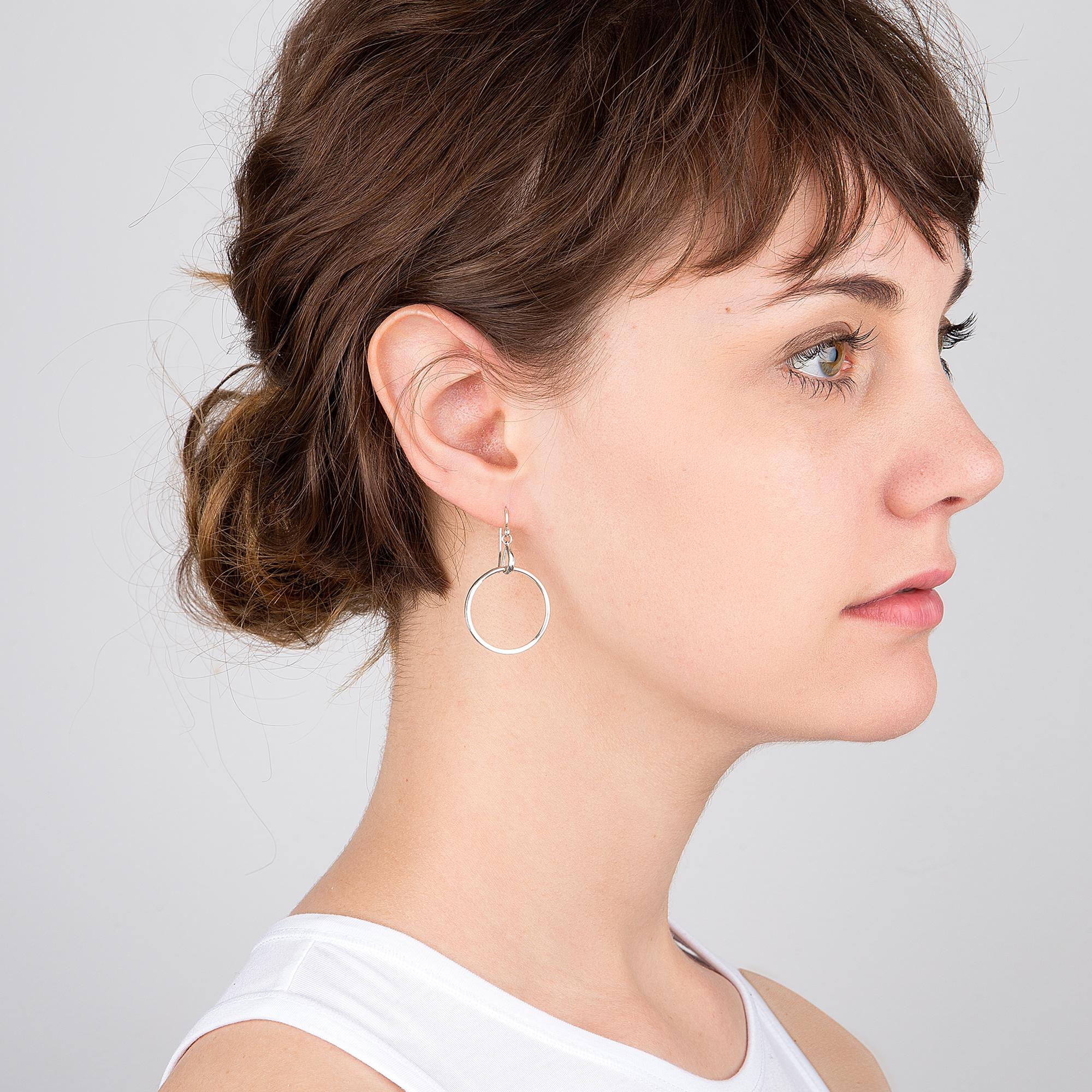 Contemporary M. Hisae Drop Hoop Earrings For Sale