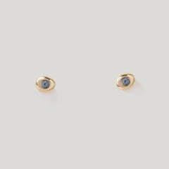 M. Hisae Teal Sapphire Stud Earring