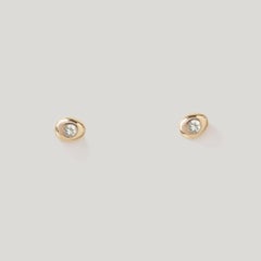 M. Hisae White Diamond Circle Pebble Stud Earrings