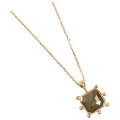 M. Hisae Green Diamond Sunburst Pendant Necklace