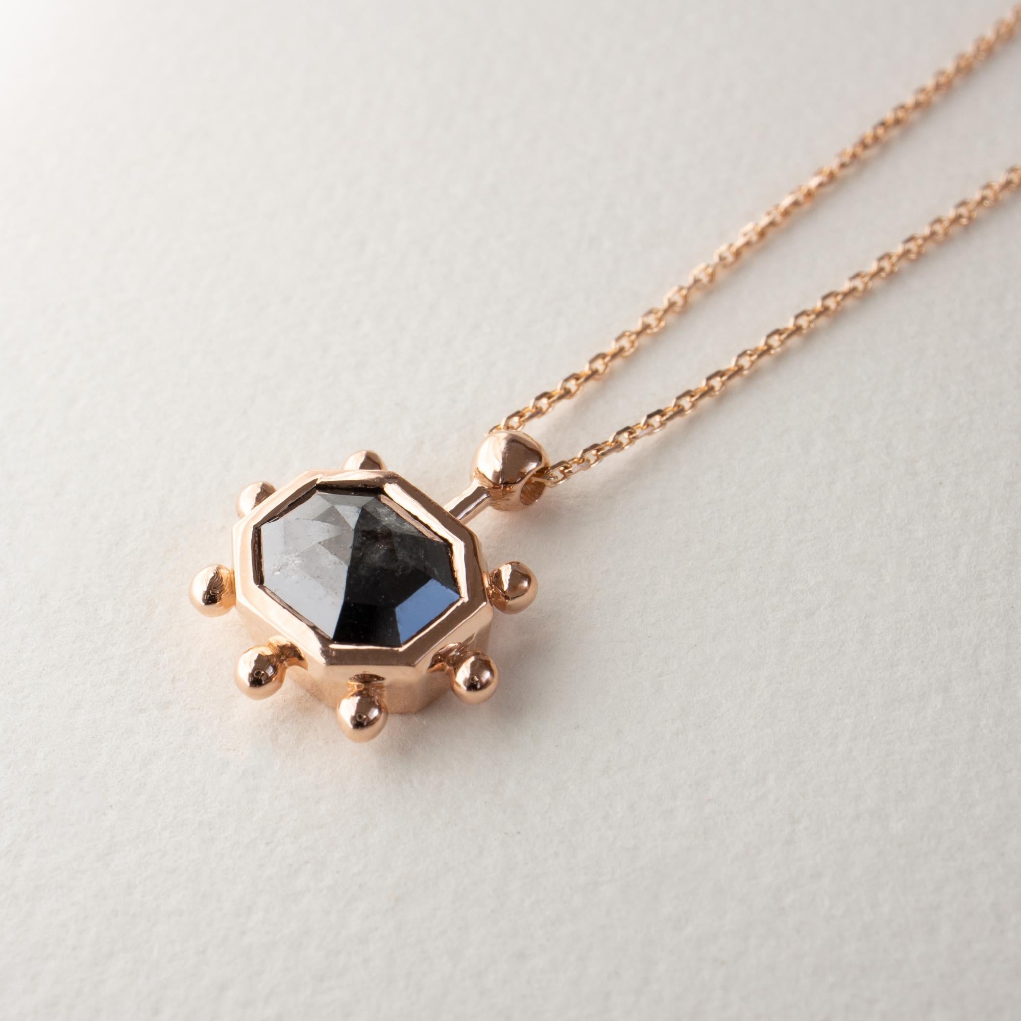 Contemporary M. Hisae Grey Diamond Sunburst Necklace