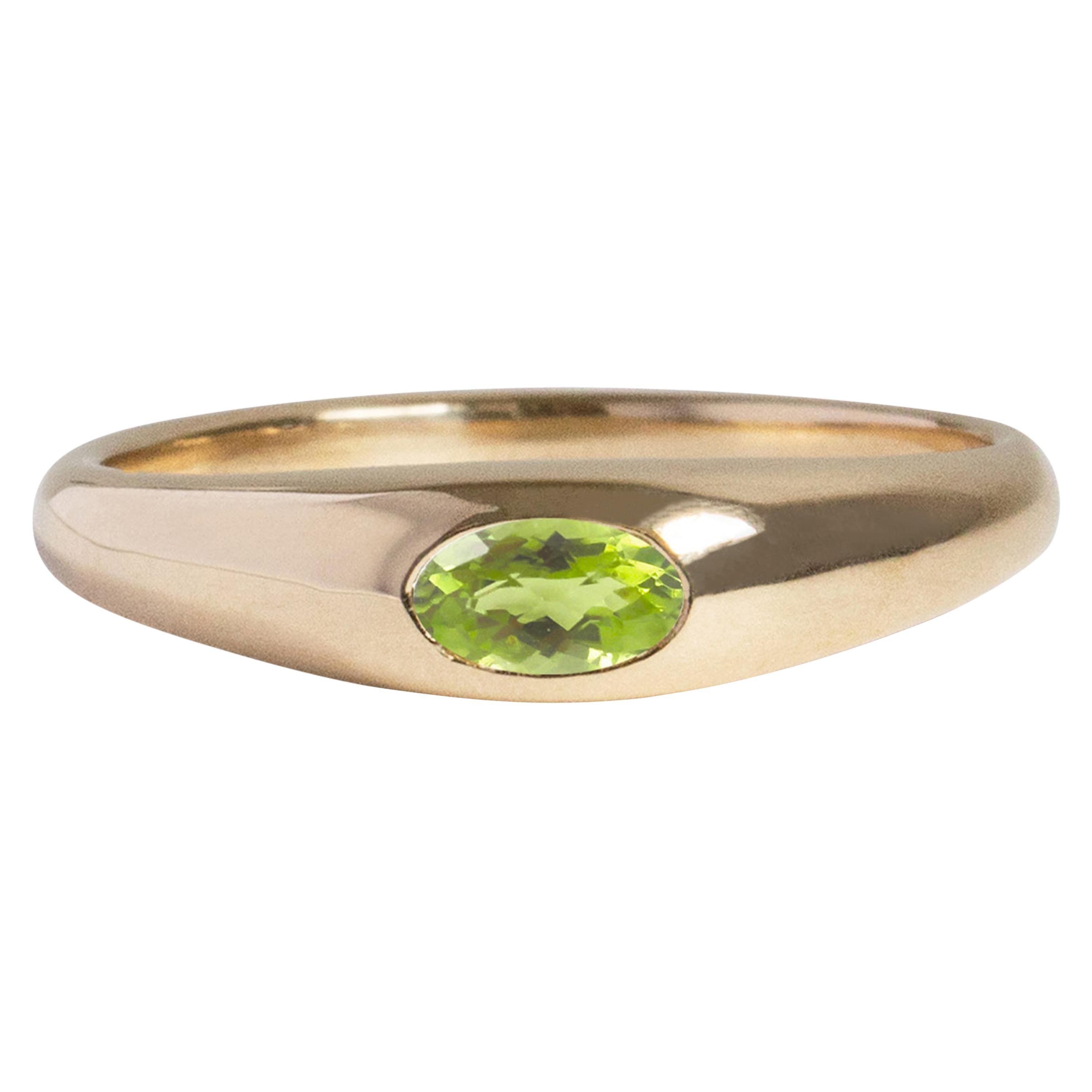 M. Hisae Peridot Oval Signet Petite Risa Ring For Sale