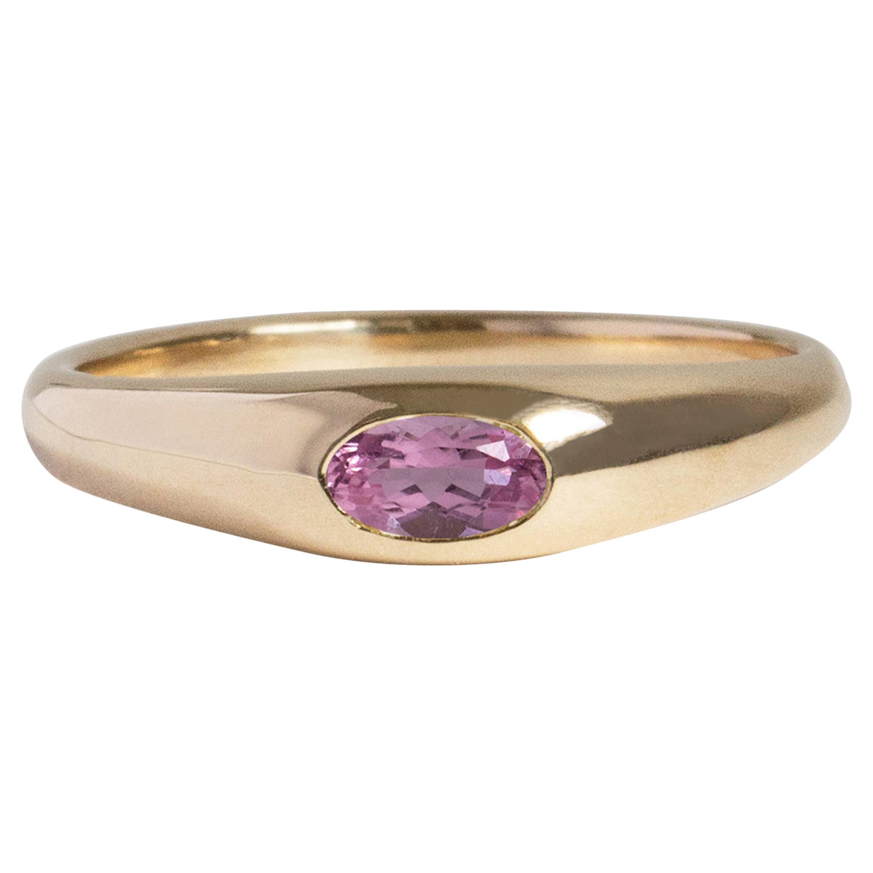 M. Hisae Pink Tourmaline Oval Signet Petite Risa Ring For Sale