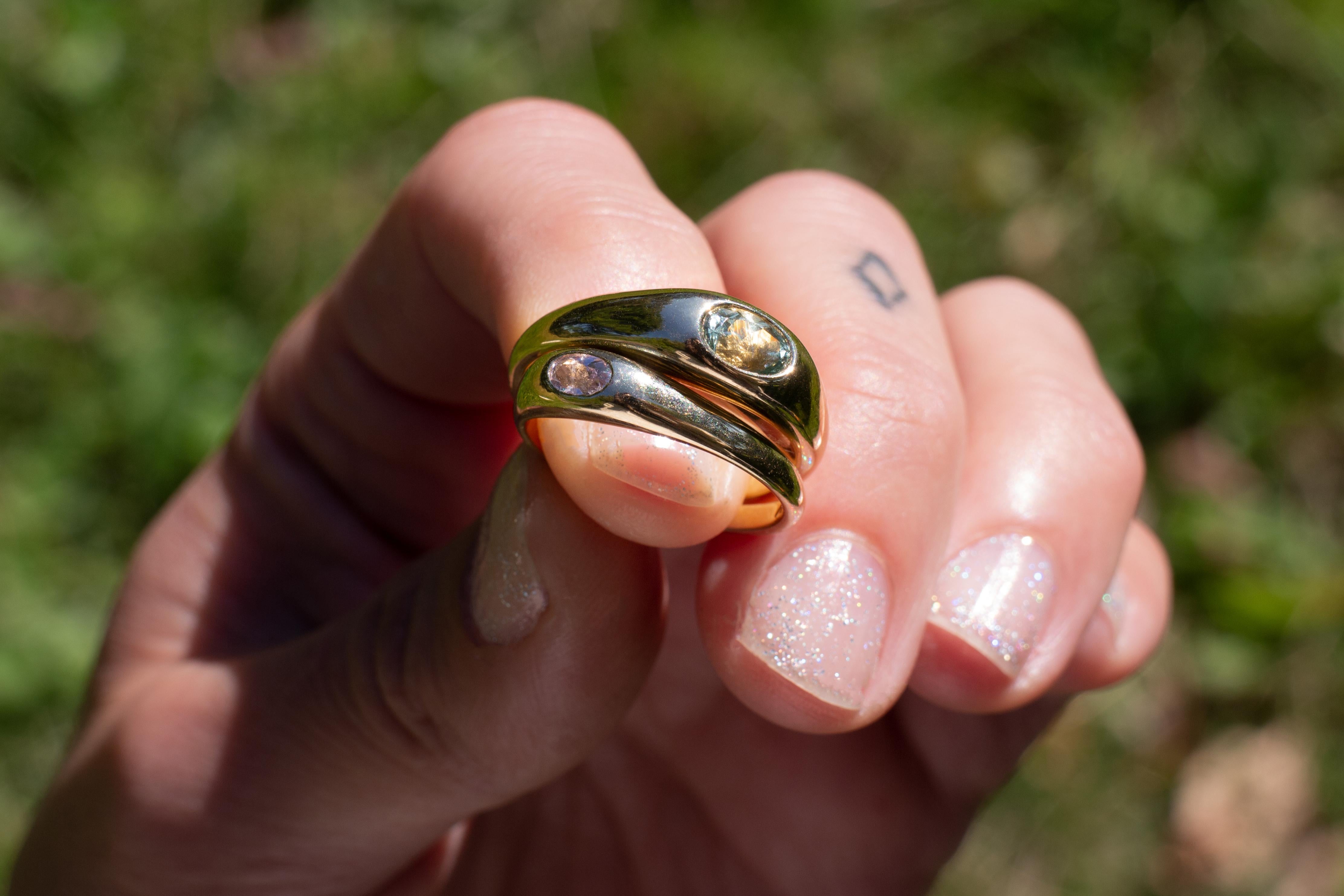 Oval Cut M. Hisae Purple Chalcedony Signet Ring