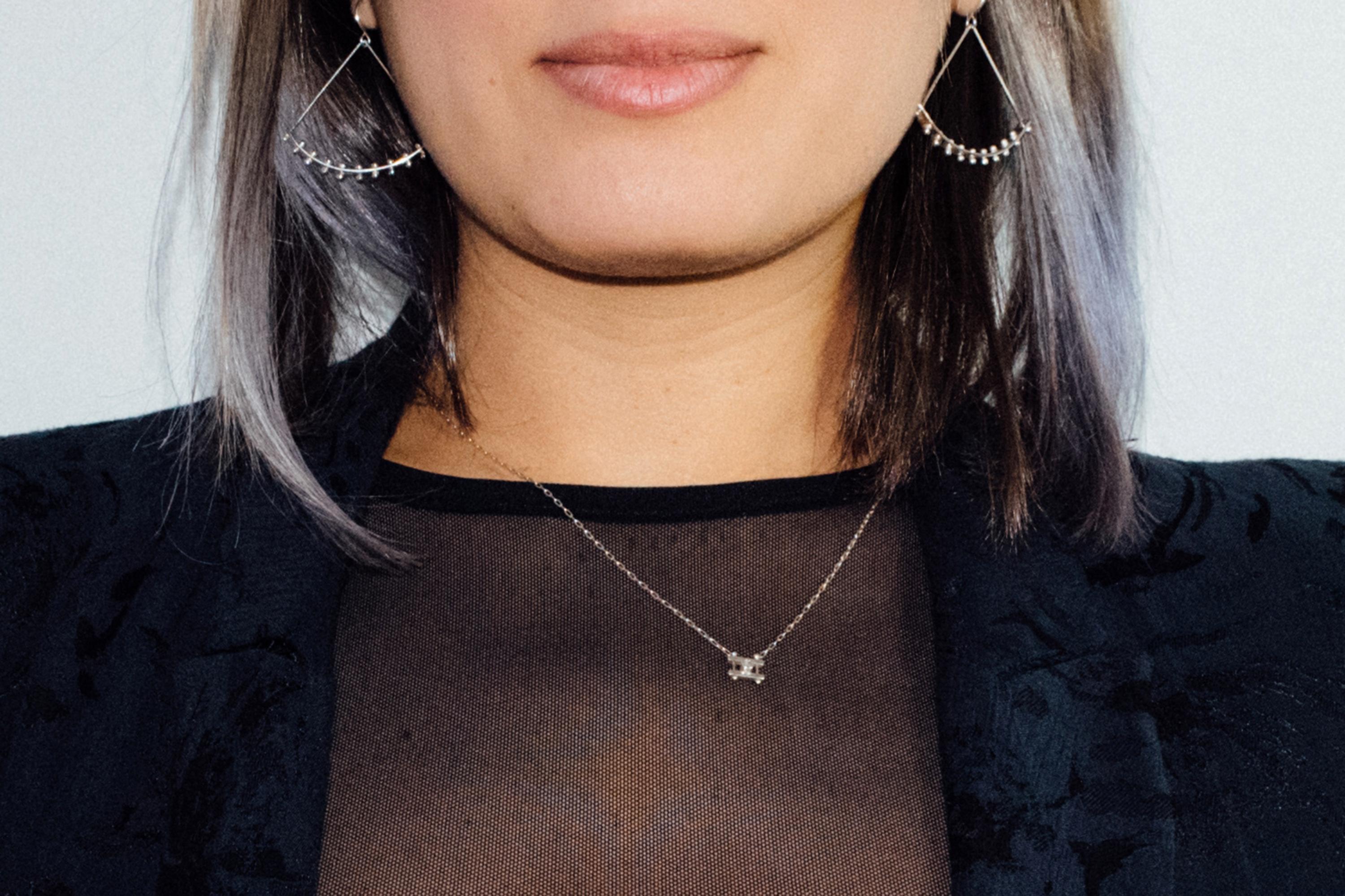 Contemporary M. Hisae White Diamond Frame Pendant Necklace For Sale
