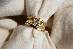M. Hisae Yellow Gold Seafoam Green Sapphire Oval Signet Petite Risa