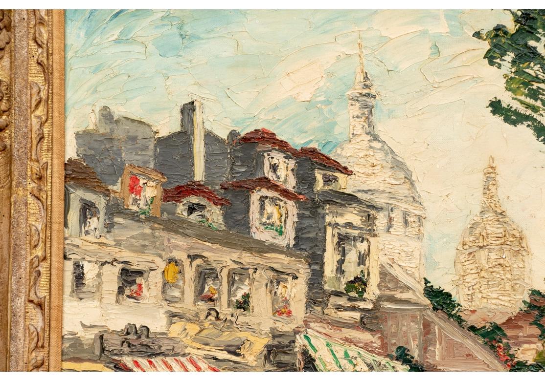 M. Hofman, Óleo sobre lienzo de mediados de siglo, Escena callejera francesa para restaurar en venta 3