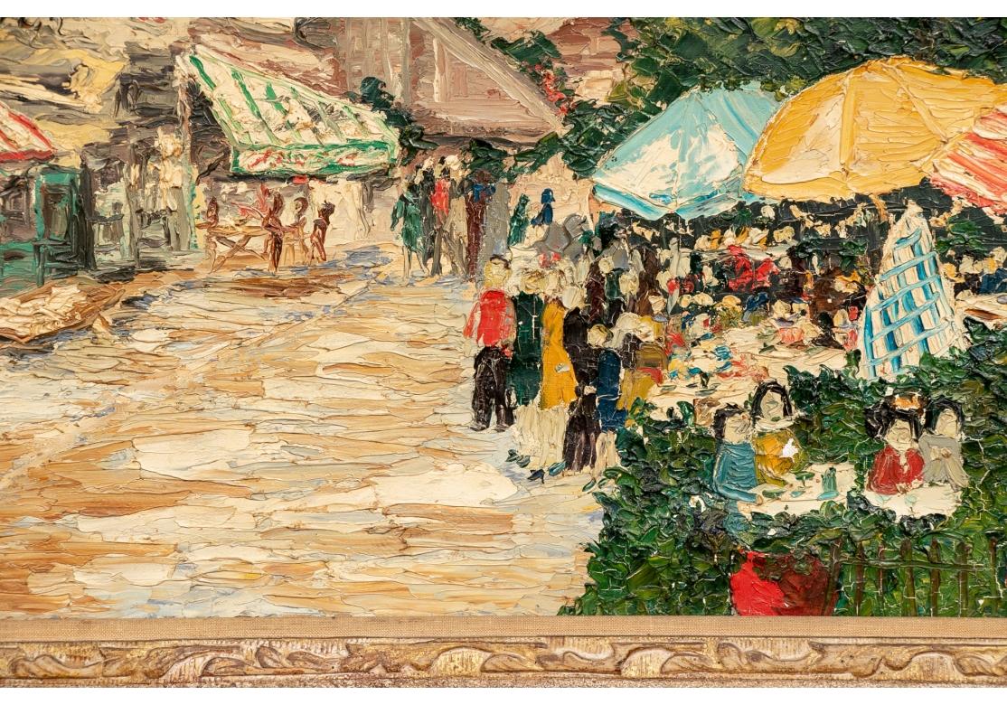 Doré Huile sur toile du milieu du siècle, Scène de rue française avec marché, de M. Hofman en vente