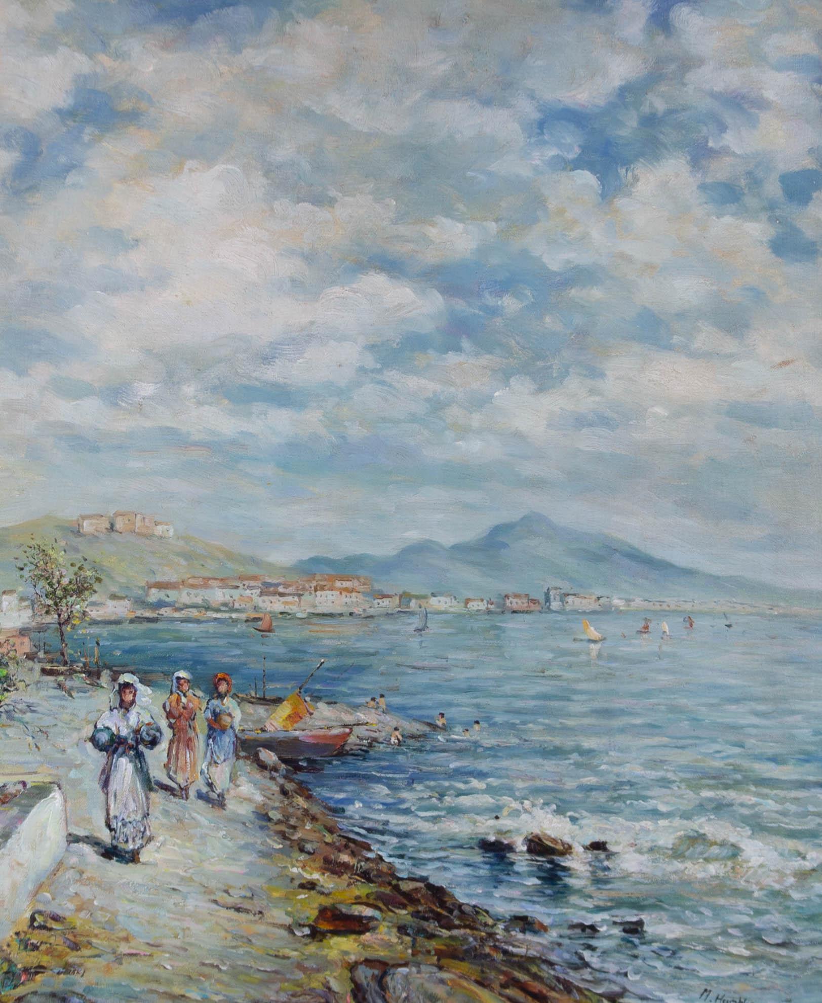 M. Humbles - 20th Century Oil, Coastal Promenade For Sale 2